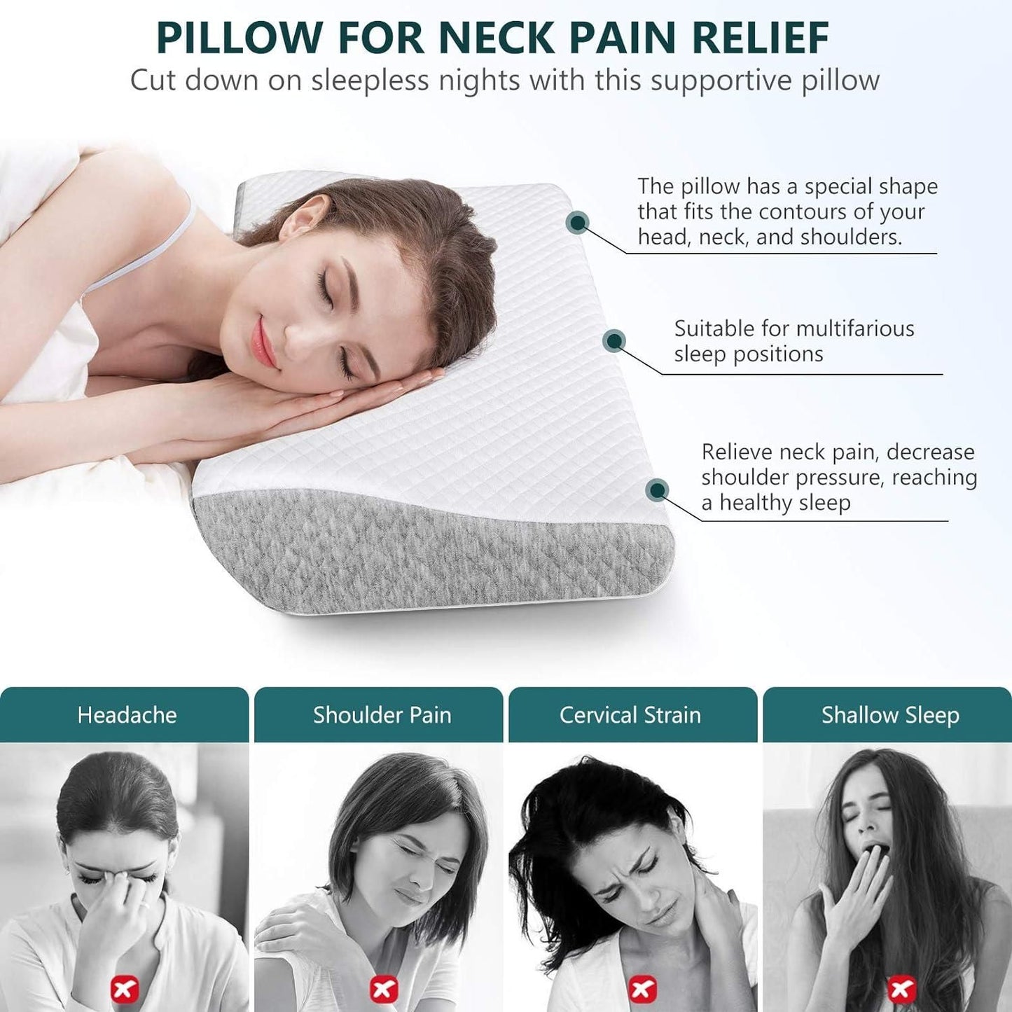 Foam Pillow for Neck Pain Relief - APEXPRIME